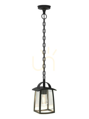 Lampa zewnętrzna wisząca Lutec Kelsey 6273601012 czarna aluminium szkło E27 IP44