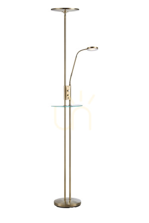 Lampa podłogowa Markslojd Friend 2L LED antyczny mosiądz USB 107009