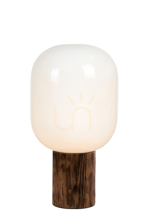 Lampa stołowa Markslojd Skene 108663 biała drewno szkło 44 cm