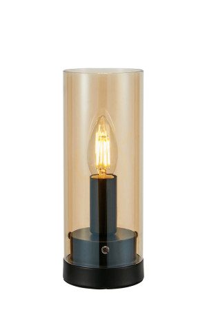 Lampa stołowa Markslojd Post 108719 bursztynowa czarna 23 cm E27