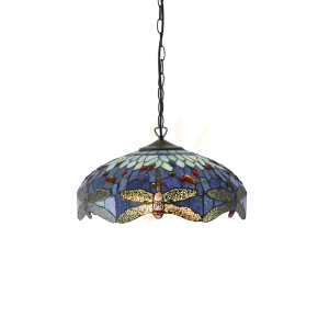 Lampa Wisząca Dragonfly Tiffany Niebieski 64080 Interiors