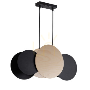 Lampa wisząca Sigma TOLA 3xE27 czarna sklejka stal SKU 40896