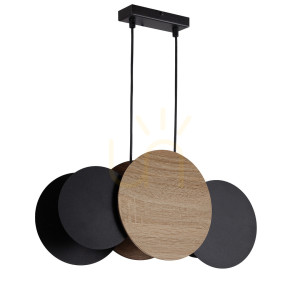 Lampa wisząca Sigma Tola 3xE27 czarna dąb 41093