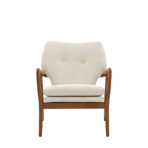 Fotel Gallery Direct Jensen kremowy w stylu Mid-Century z drewnianą ramą