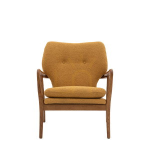Fotel Gallery Direct Jensen ochra styl Mid-Century drewniany tapicerowany