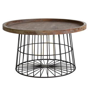 Stolik kawowy Gallery Direct Menzies 80x80 cm szaro-naturalny loft MDF metal