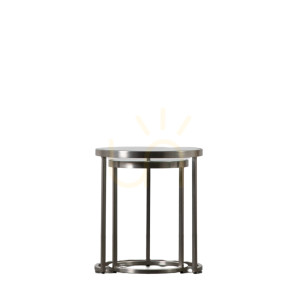 Stoliki kawowe zestaw 2 Gallery Direct Rowe srebrne metal szkło 40x40x45 cm