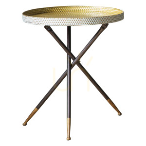 Stolik boczny Gallery Direct Epsom tripod postarzane kacze jajo/złoto metal 52x58 cm