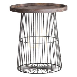 Stolik boczny Gallery Direct Menzies szaro-naturalny metal MDF 52x52x58 cm
