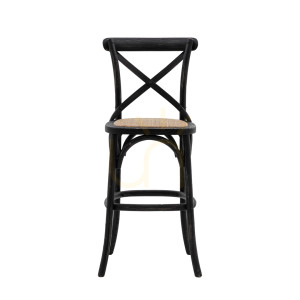 Taborety barowe bistro Gallery Direct czarne rattan dąb 2 szt. 66 cm