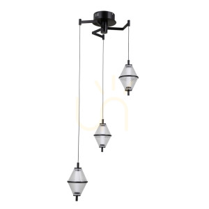 Czarna Lampa Wisząca Fuente LED 3-punktowa