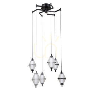 Czarna Lampa Wisząca Fuente LED 6-punktowa