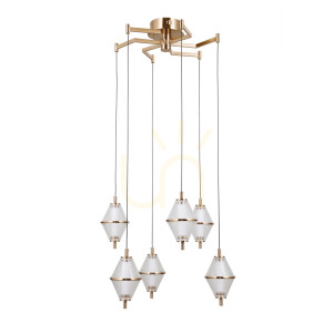 Złota Lampa Wisząca Fuente LED 6-punktowa