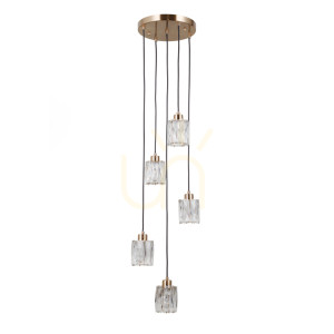 Złota Lampa Wisząca Torno E14 5-punktowa