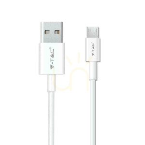 Przewód Micro USB V-TAC 1M Biały Seria Srebrna VT-5321