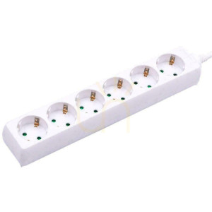 Przedłużacz 6 gniazd V-TAC (3G 1.5MM2 X 3M) Biały VT-1106