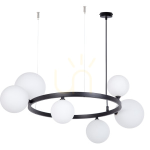 Żyrandol Sigma BOLERO 6 czarny biały klosz 72 cm 41319