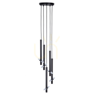 Lampa wisząca Sigma SOPEL RING 5 czarno-srebrna 41240