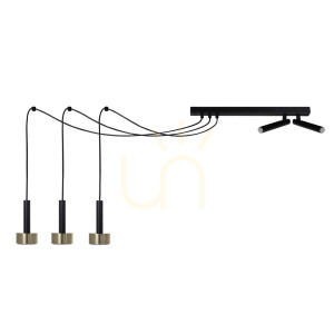 Lampa wisząca Sigma STAMP Spider 5 czarno-złota 41258