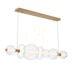 Lampa wyspowa ATOMO - 7 źródeł światła - Szczotkowane złoto QUINTIESSE