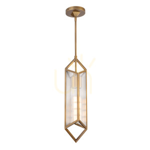 Lampa wisząca CAIRO - 1 źródło światła - Vintage mosiądz QUINTIESSE