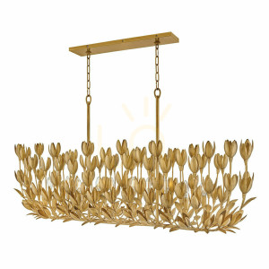 Lampa wyspowa FLORA - 10 źródeł światła - Oksydowane złoto QUINTIESSE