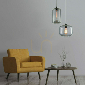 Lampa wisząca 1L Szkło przydymione szare ZAMBELIS