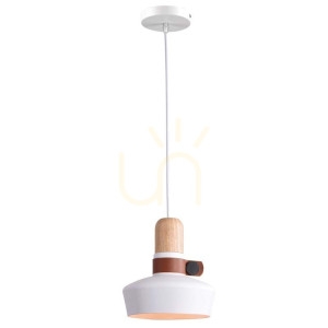 Lampa wisząca Światło 1xe27 Biały Drewno Skóra ZAMBELIS