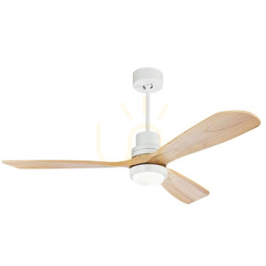 Lampa wisząca FAN biała naturalne drewno LED 15W ZAMBELIS