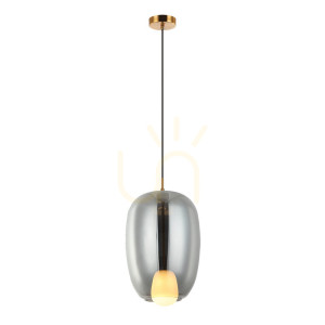Lampa wisząca G9 dymione szkło - złoty MAT ZAMBELIS