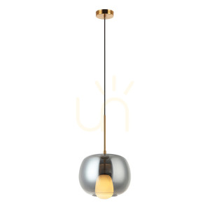 Lampa wisząca G9 dymione szkło - złoty mat ZAMBELIS