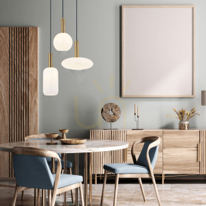 Lampa wisząca Światło 1xe27 MAX 40W Opal Złoty Mat ZAMBELIS
