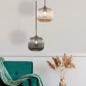 Lampa wisząca 3xe27 MAX 40W szkło Crear dymiony szampan ZAMBELIS