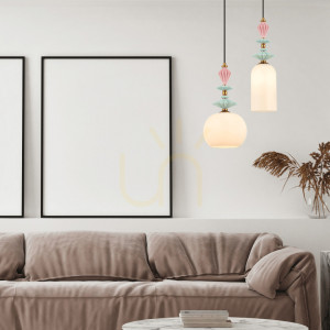 Lampa wisząca Światło 1xe27 MAX 40W Opal Biały Szkło & Ceramika ZAMBELIS