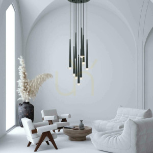 Lampa wisząca LED Światło 27W 3000k Aluminium - marmur Czarny ZAMBELIS