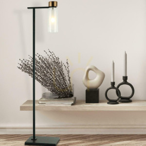 Lampa podłogowa E14 piaskowy czarny antyczny mosiądz ZAMBELIS