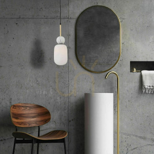 Lampa wisząca 1xe27 szkło opalowe-biały marmur ZAMBELIS