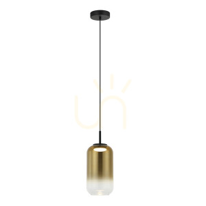 Lampa wisząca LED Zambelis czarno-złote szkło 12W 3000K