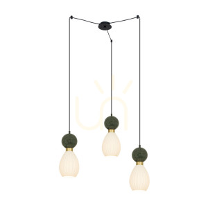 Lampa wisząca Zambelis 3xE14 marmur, mosiądz, czarna 80 cm