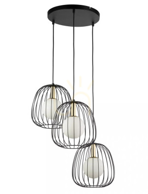 Lampa wisząca Sigma BELL 3 czarna 50 cm szkło stal SKU 40729