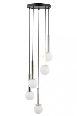 Lampa wisząca Sigma Daisy 5 punktów czarna srebrna biała 40765