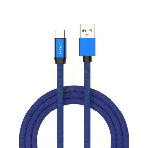 Przewód USB V-TAC typ C 1M niebieski seria ruby VT-5342