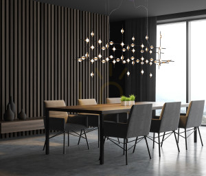 Czarna Lampa Wisząca Provenza LED 55-punktowa
