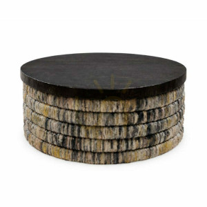 Stolik kawowy Magani Banana Round Grey Wash 80x80x38 cm