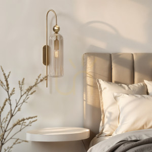 Lampa dekoracyjna Ścienna kinkiet szklana am204 1xe14 złota regina
