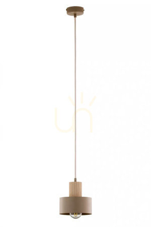 Lampa wisząca Sigma RIF WOOD 1 S beż/drewno naturalne 15 cm SKU 41868