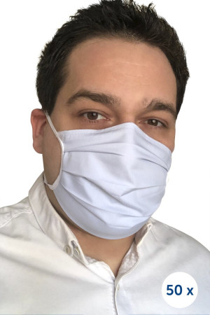 Maseczka bawełniana wielokrotnego użytku na troczkach - 50 sztuk kolor niebieski