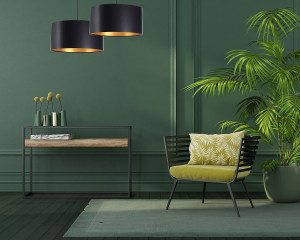 Lampa wisząca czarno złota LEXIE E27 60W latex, satyna