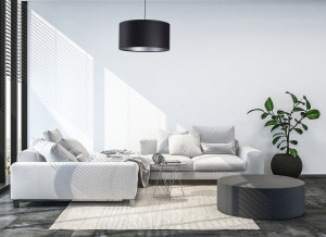 Lampa pikowana Leather E27 60W walec czerń srebro