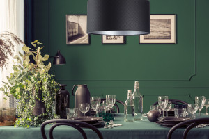 Lampa walec Leather pikowana w romby E27 60W czerń srebro